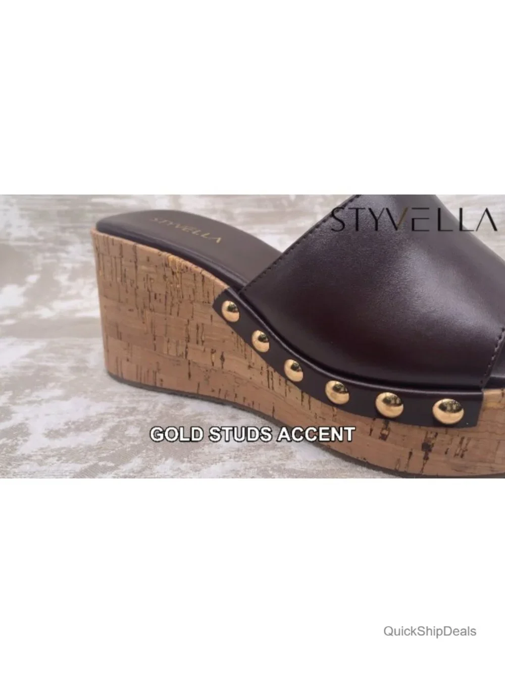 Faux Leather Platform Wedge Sandals Slip On Open Toe Non-Slip Casual Dressy